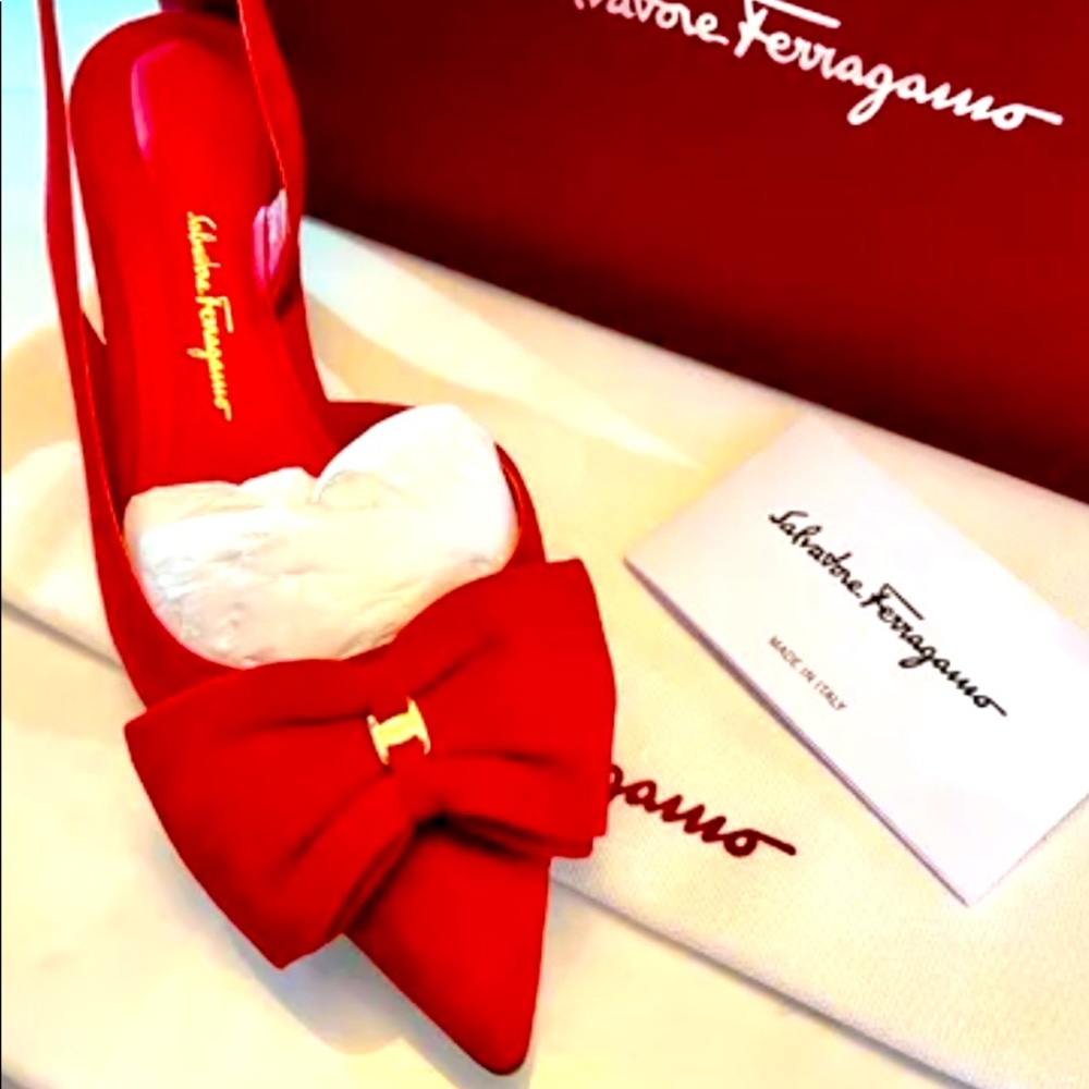 Salvatore Ferragamo Reda Suede Slingback Kitten Heels